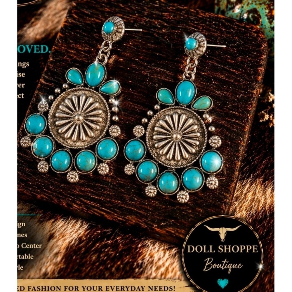 Turquoise Concho Cluster Earrings | Western | Cowgirl Glam
